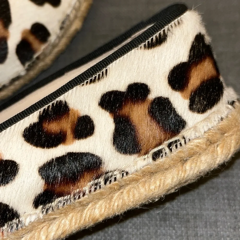 Sz 7 Elyse Walker Los Angeles White Leopard Calfhair Dee Espadrilles 37